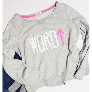 3/$15  gray pink scoop neck sweater aeropostale